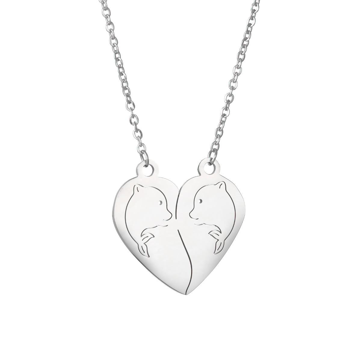 New popular couple necklaces in Europe and America, heart-shaped double-piece pendants, non-fading stainless steel jewelry factory wholesale pic 19