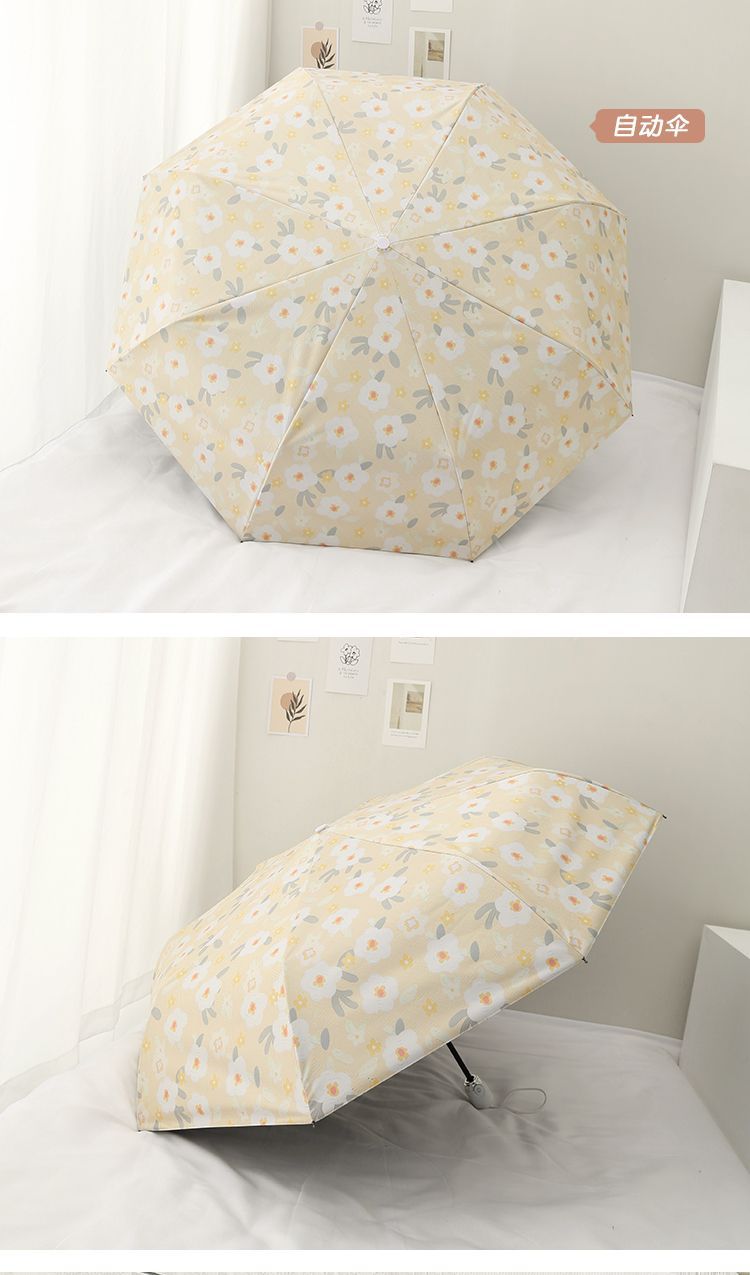 新款山茶花折叠晴雨两用便携迷你防晒雨伞女感太阳伞遮阳伞详情15