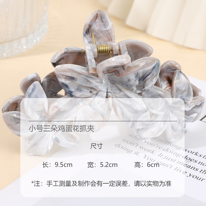 跨境爆款大号鸡蛋花抓夹百搭大理石纹鲨鱼夹渐变紫金花发饰多巴胺详情3