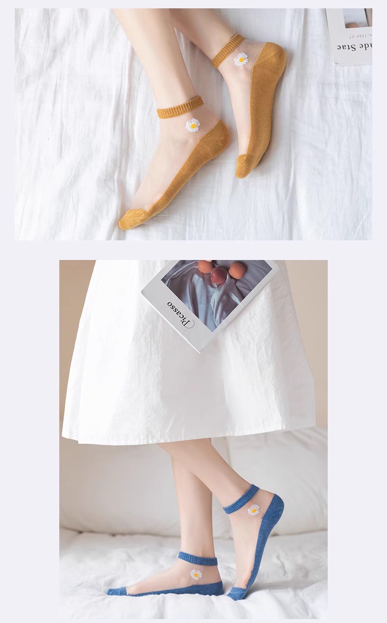 小雏菊袜子女短袜浅口ins潮袜夏季玻璃丝水晶丝袜隐形透气船袜女详情10
