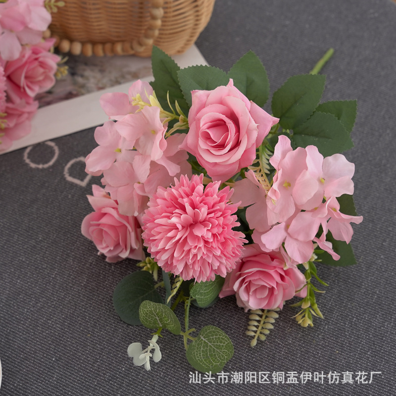 北欧仿真小玫瑰牡丹人造花家居装饰婚庆花墙洋甘菊花束详情4
