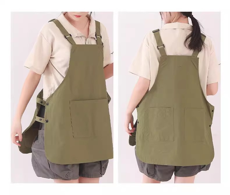 新款工装围裙日式防泼水男女罩衣厨房家用咖啡店工作服可印字批发详情21