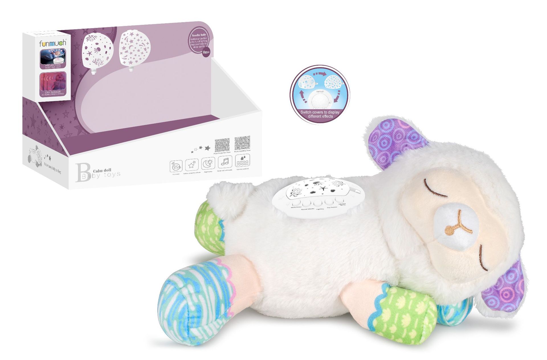 Cross-border infant and toddler soothing plush toys, creative projection night light music lullaby dolls, baby comfort toys pic 7