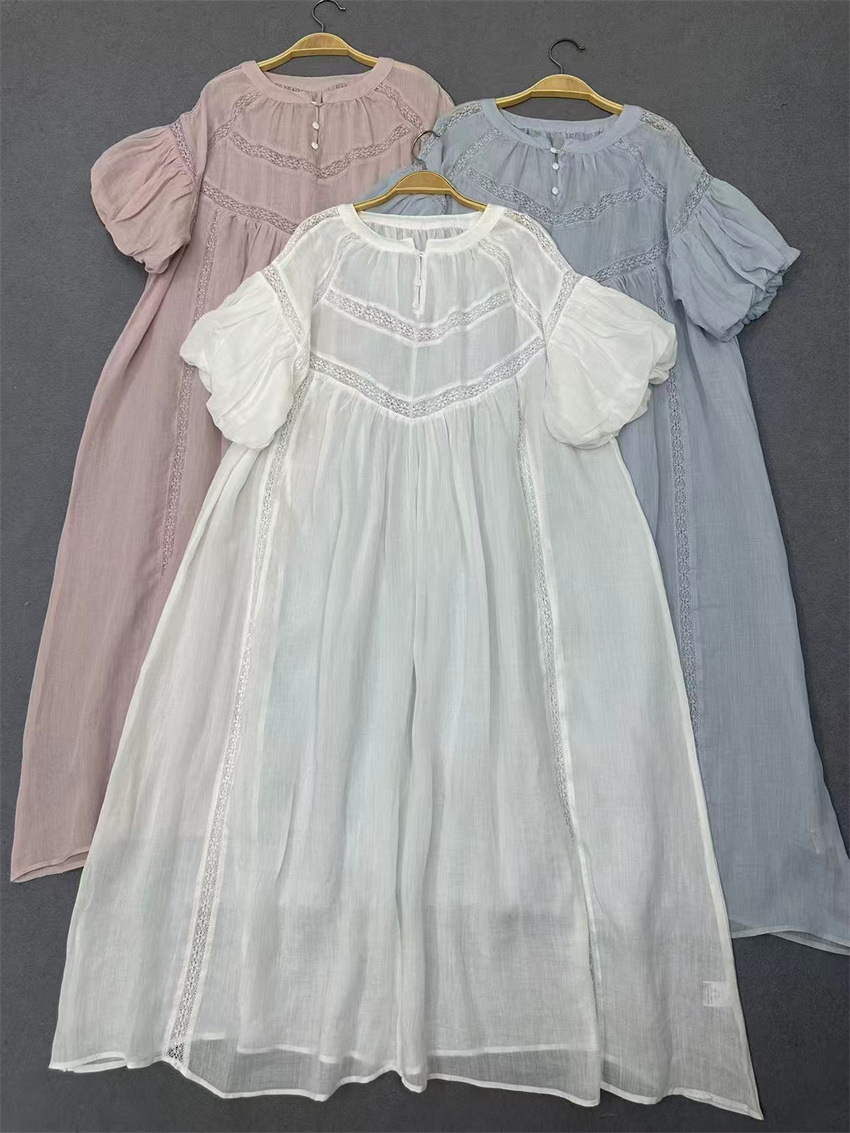 Japanese high-end brand 2025 Summer new style forest-themed artistic Japanese and Korean sweet high-quality ramie dress short sleeve pic 6