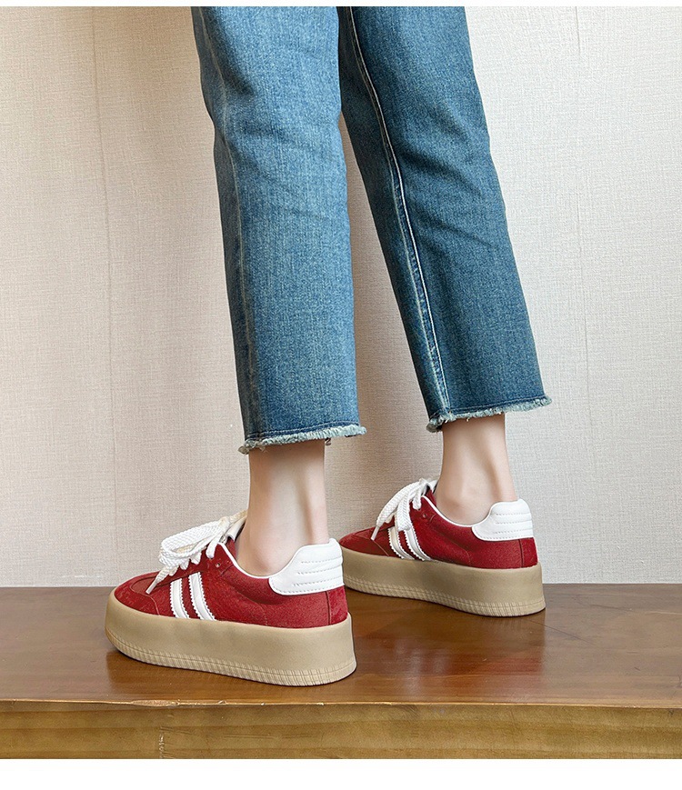 厚底拼色德训鞋女2025新款小个子增高百搭平底系带运动休闲阿甘鞋详情16