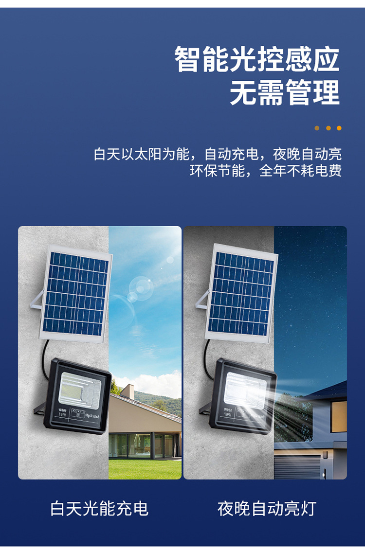 太阳能灯家用户外庭院灯太阳能投光灯新农村建设路灯LED超大功率详情3