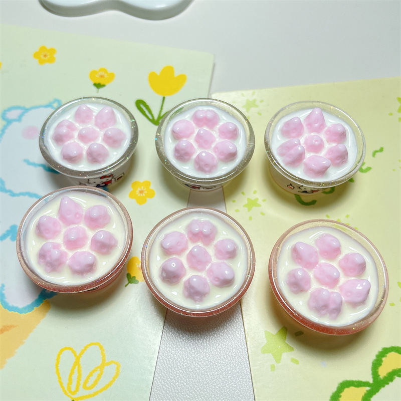 diy cream glue simulation food toy 3D strawberry cream basin hair clip patch Handmade homemade pendant resin accessories pic 4