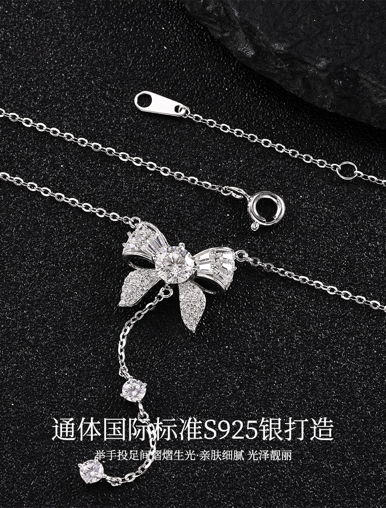 Sterling silver necklace, tassel bow necklace, accessory, high-end and elegant, ins style sweater chain, new accessory necklace pic 20