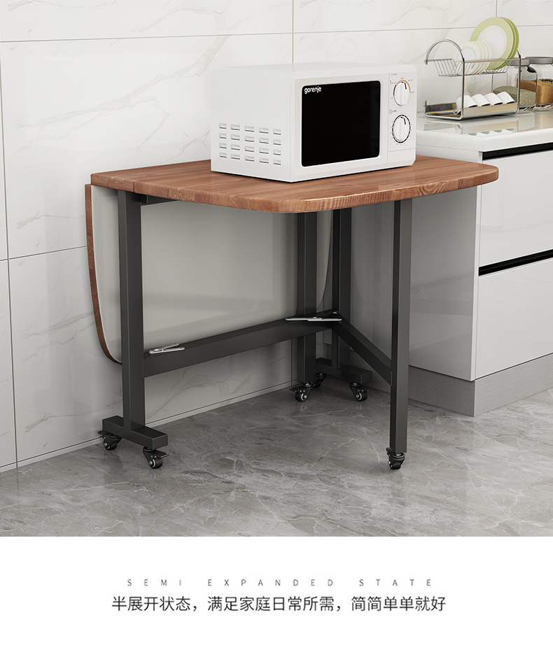 Household three-fold movable folding tables and chairs, small-sized movable folding dining tables and chairs with wheels, simple three-fold tables and chairs pic 19