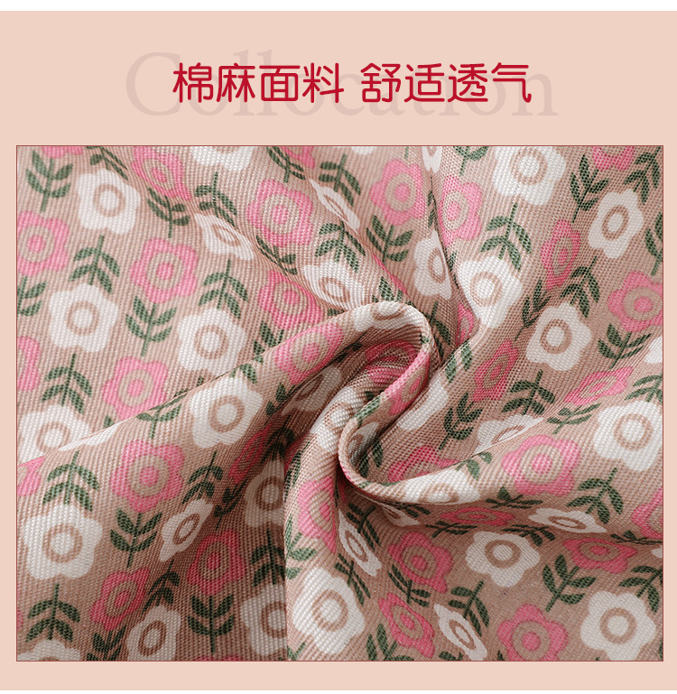 Cotton and linen mushroom rabbit flower H-shaped home apron, breathable large pocket waistband, kitchen cooking, oil-proof baking shoulder strap apron pic 2