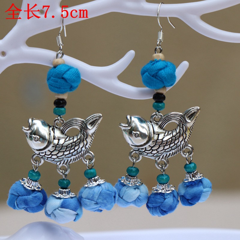 民族特色布艺扎染耳环时尚民族风女大理丽江舞台舞蹈饰品配饰批发详情6