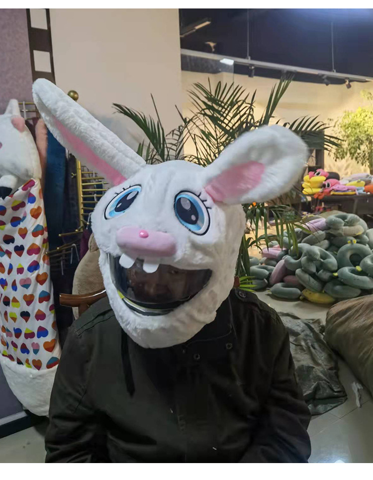 New plush motorcycle warm helmet protection cover, cartoon innovation helmet protection, fun long-eared rabbit helmet cover pic 14