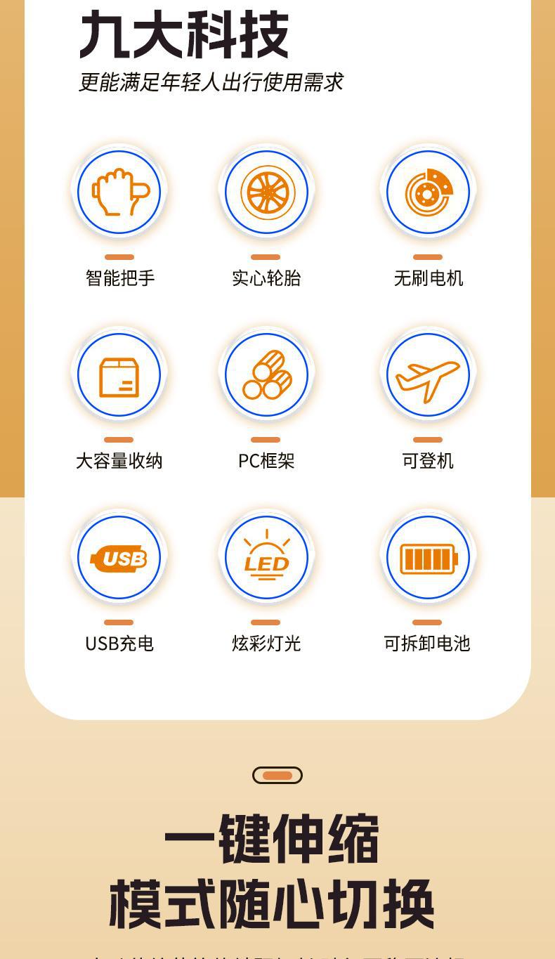 The LEGWING 20-inch smart electric suitcase can be ridden and used as a carry-on travel trolley pic 2