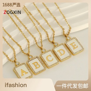 Cross-border bestseller: 26-letter heart-shaped shell necklace, a versatile stainless steel letter pendant for women with a European and American style pic 5