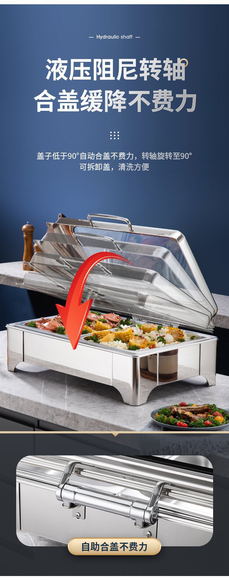 201 stainless steel buffet stove, household insulated hotel thickened gold-plated alcohol stove manufacturer wholesale, cross-border pot and meal pic 20