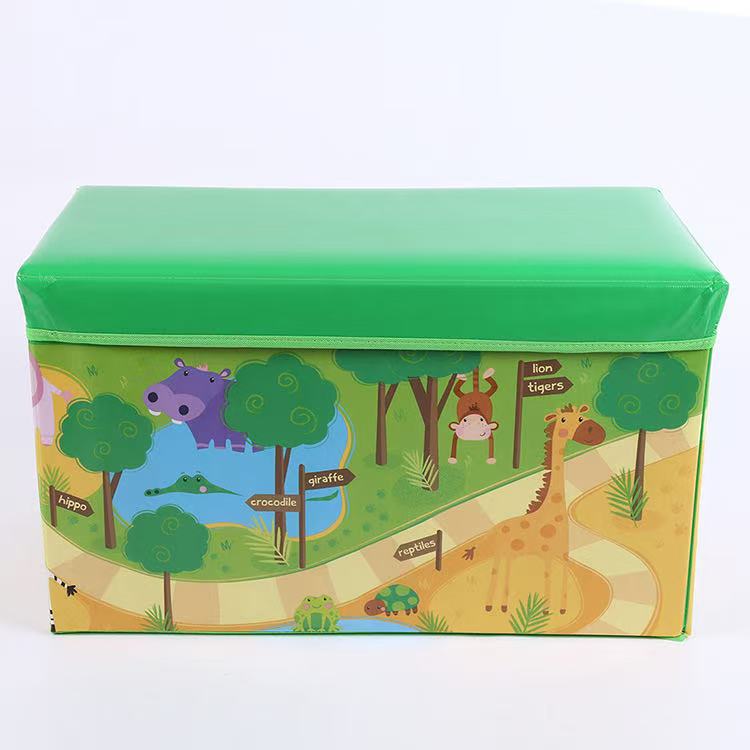Toy and clothing storage box, cartoon rectangular storage stool, organizing box, non-woven fabric shoe-changing stool, storage box pic 5