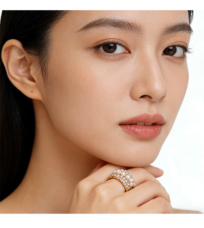 Hyacinth moda full circonitas perlas francés premium sentido anillo abierto mujer influencers explosivo estilo ligero extravagancia strass multiplos anillos pic 6