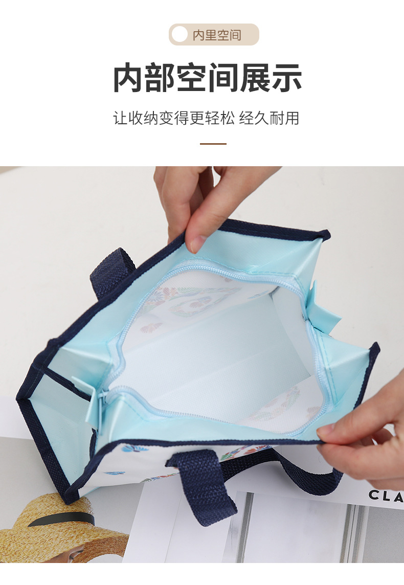 现货防水无纺布手提袋外贸彩印拉链小号收纳袋时尚便携购物礼品袋详情6