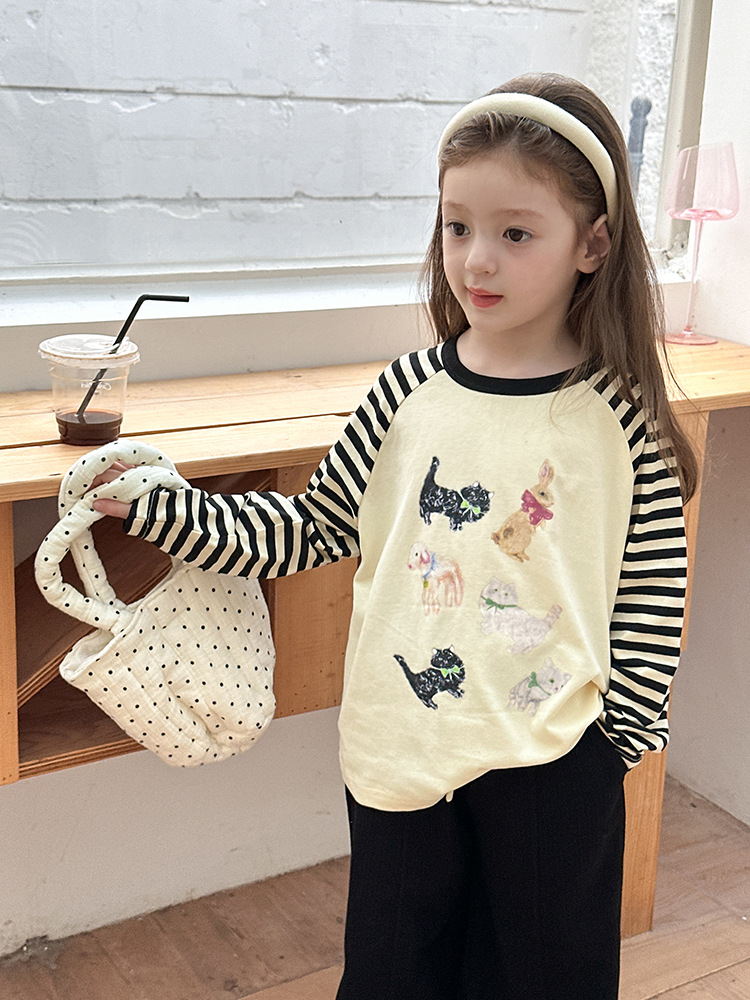 2024秋季新款儿童秋装长袖T恤上衣女童宝宝230克卡通插肩打底衫潮详情20