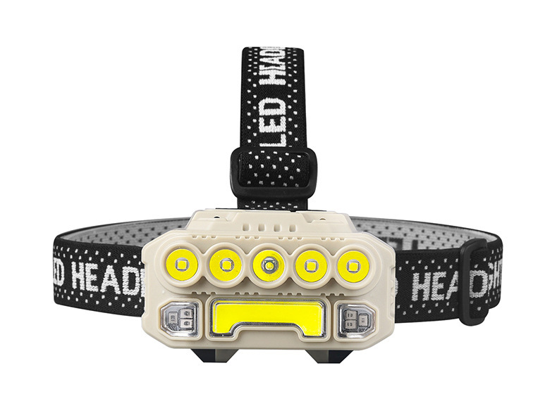 LED plastic headlamp, outdoor cycling and night running strong headlamp, USB charging with red and blue flashing sensor headlamp pic 4