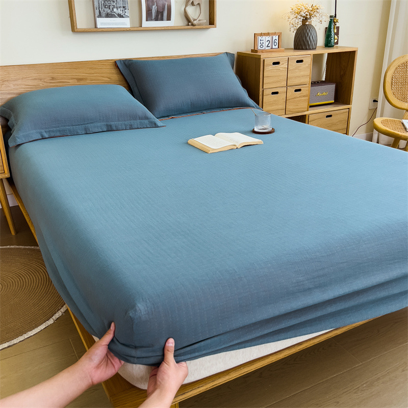 Pure cotton yarn-dyed jacquard double-layer gauze bed cover, single piece of all-cotton gauze mattress protective cover, bedspread, bed cover, single piece of bedding pic 70