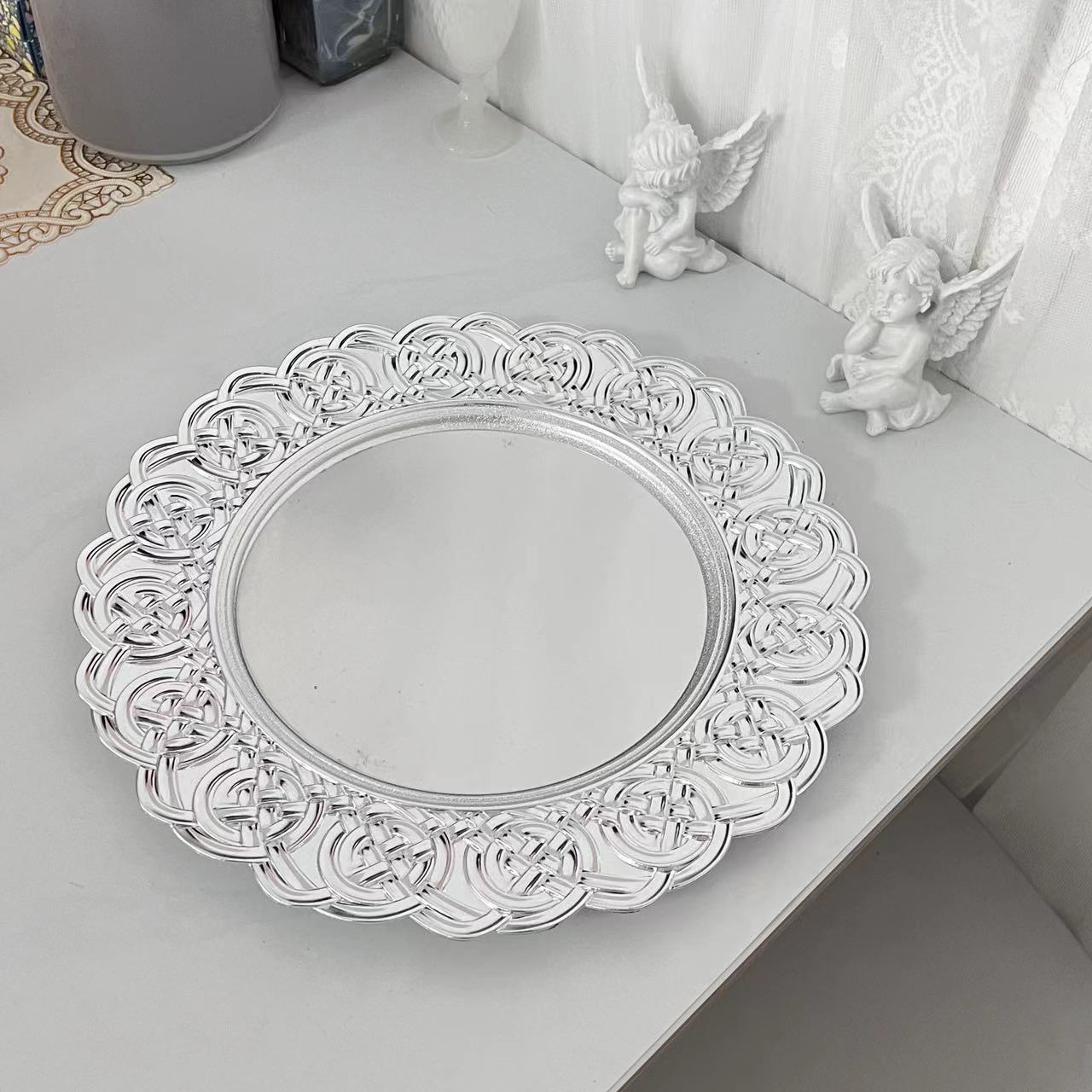 果盘批发盘子高颜值礼品送客户新品托盘点心盘拍照浮雕圆形餐垫详情3