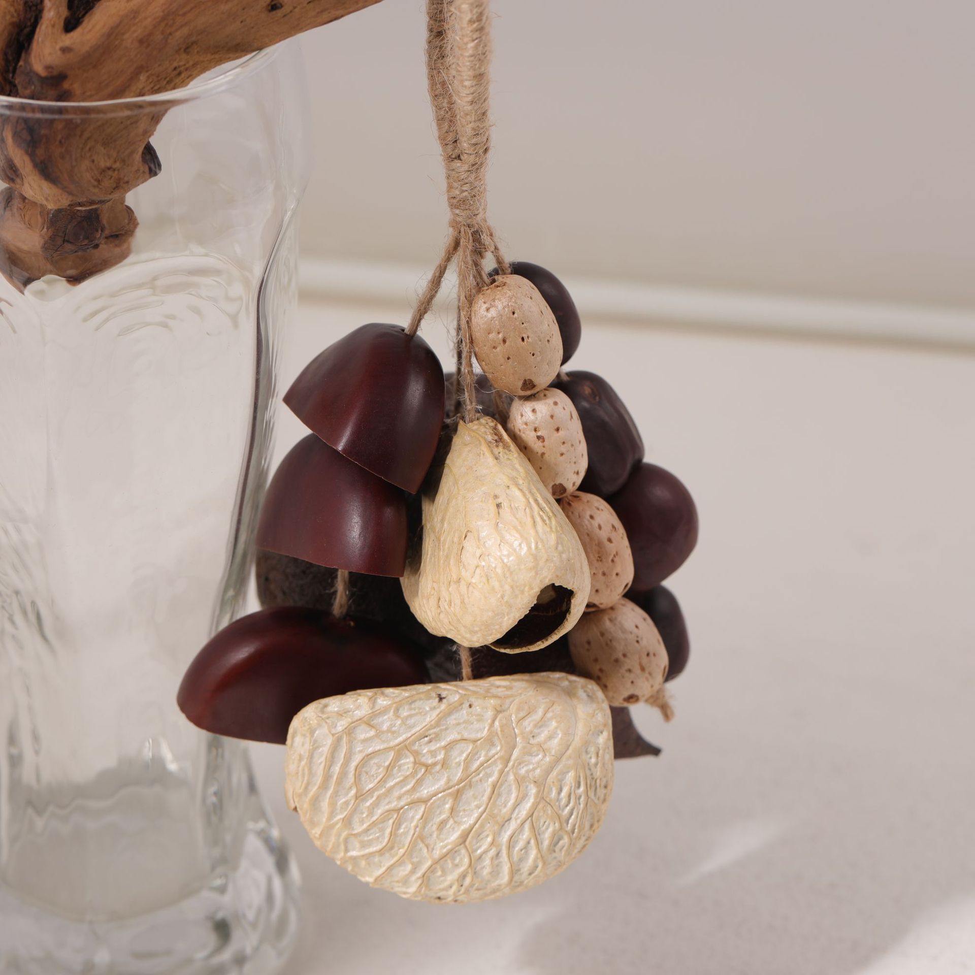 Indonesian handmade fruit shell wind chimes, natural Musical Instruments, sound therapy hand-cranked bells, fruit shell cranked bells, diy wind chime bags, hanging ornaments pic 5
