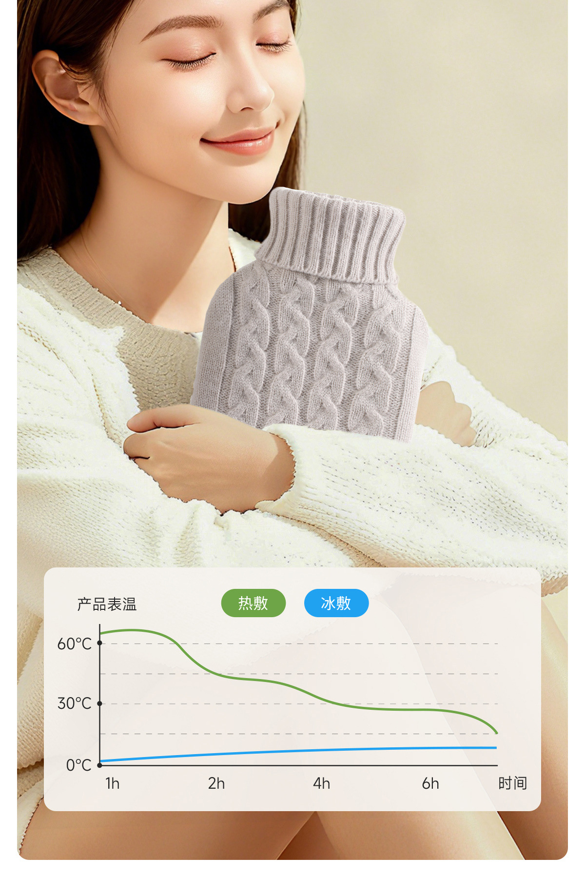 FaSoLa热水袋注水暖手宝热水热敷袋女生暖被窝暖脚神器硅胶暖水袋详情7