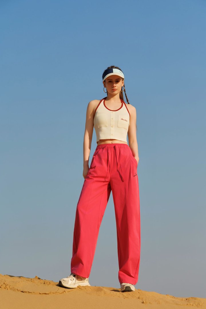 26 New style curved knife cocoon-shaped sickle retro cut high-density pure cotton mid-low waist loose drawstring casual pants for women 8035 pic 3