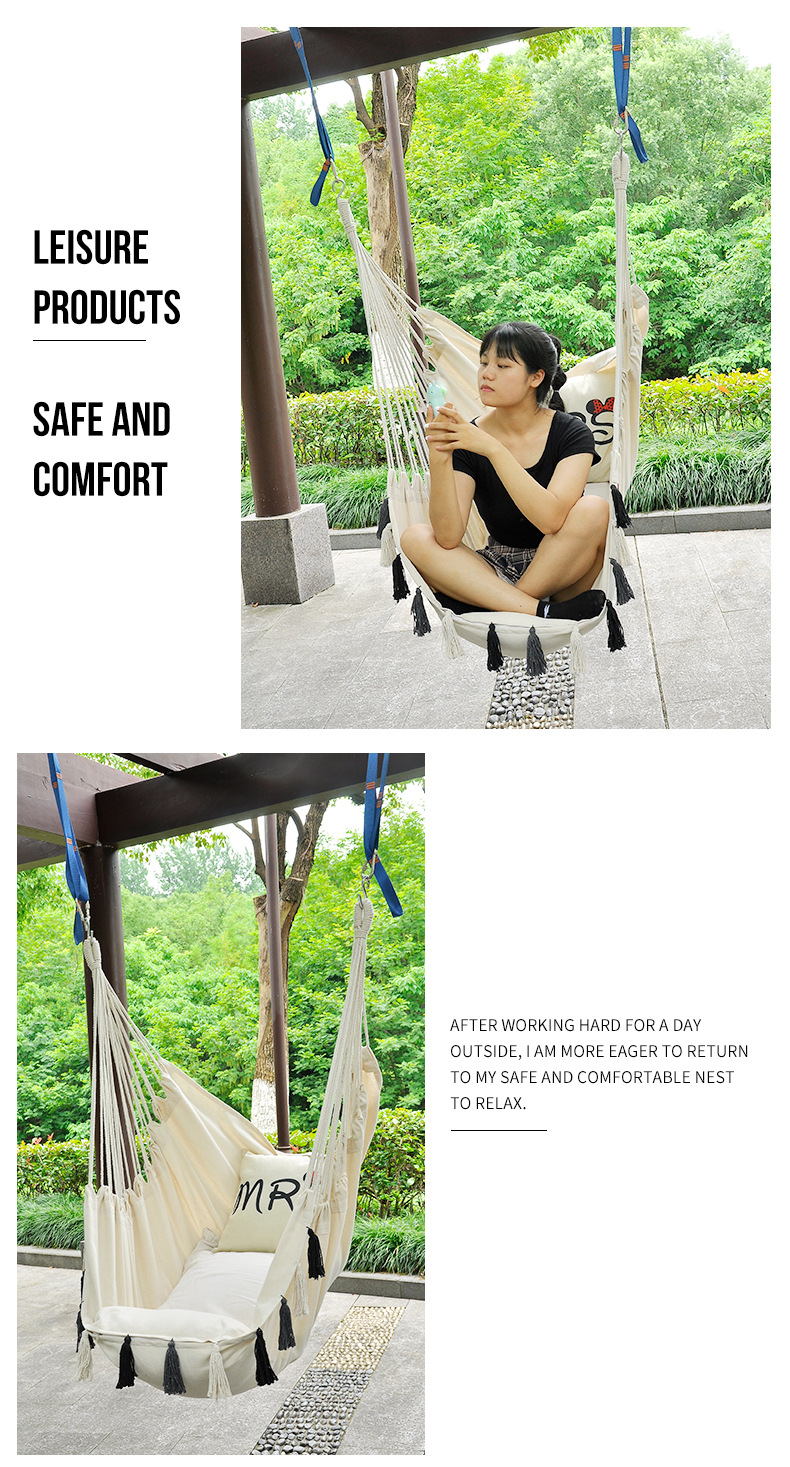 Outdoor hammocks, camping swing chairs, portable hanging chairs, folding indoor seats, canvas hanging chairs, outdoor swings wholesale pic 7