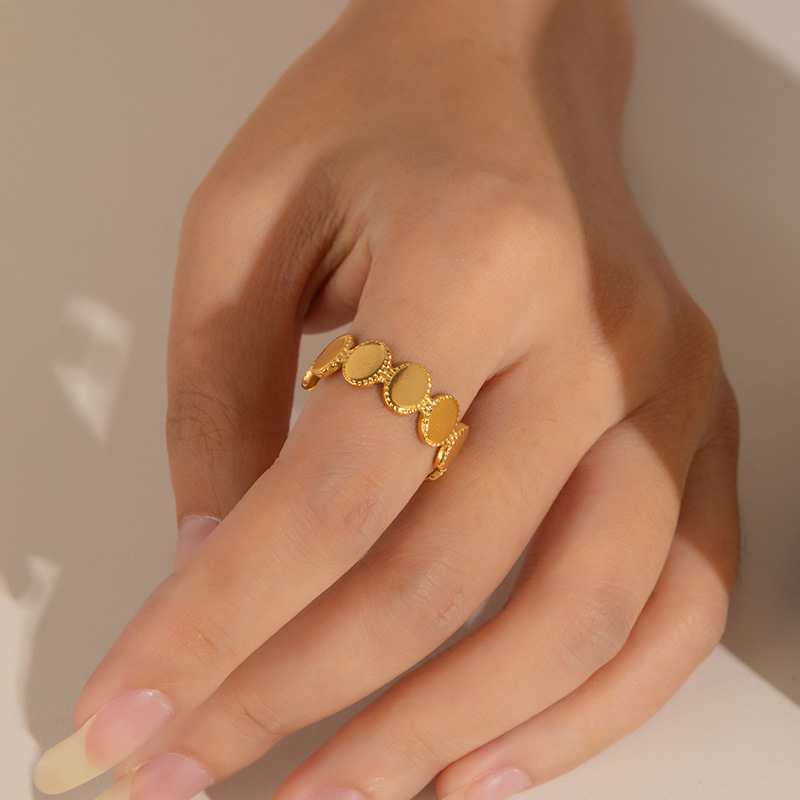 欧美时尚ins风简约钛钢戒指18k镀金不规则几何不锈钢女士饰品热销详情14