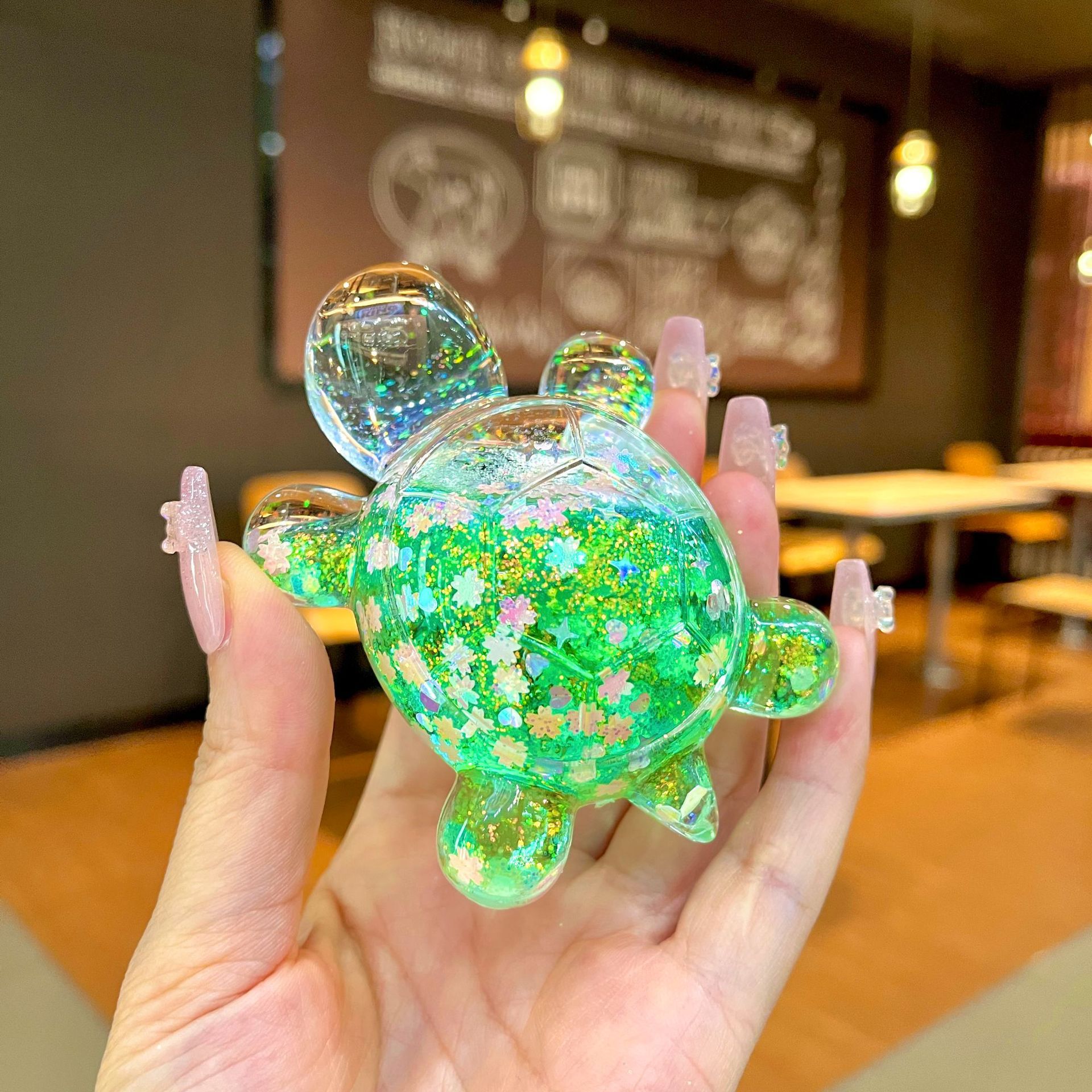 网红爆款夜光流沙大号炫彩爆闪乌龟摆件diy盲盒盲袋创意饰品摆台详情9