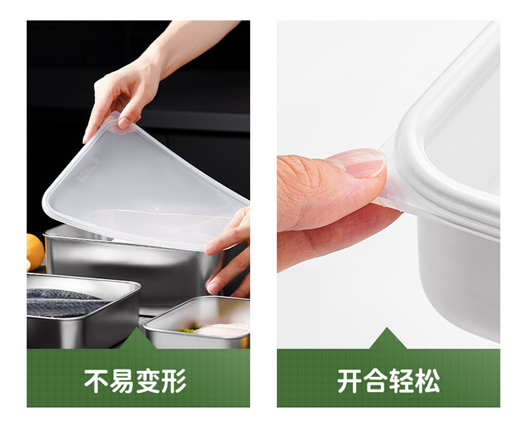 Japanese 304 stainless steel food storage box, kitchen and household use with lid seal, food-grade refrigerator storage, freezing and refrigeration box pic 9