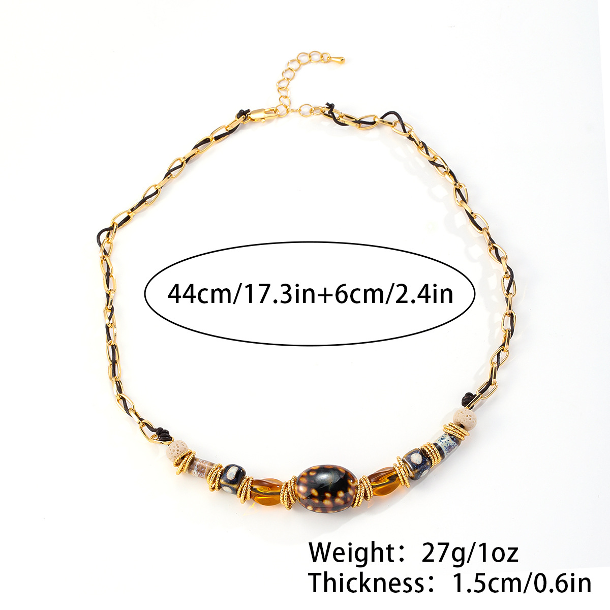 Nasha Cross-border best-selling high-end Maillard amber beaded long necklace accessory for women, natural stone necklace for women pic 3