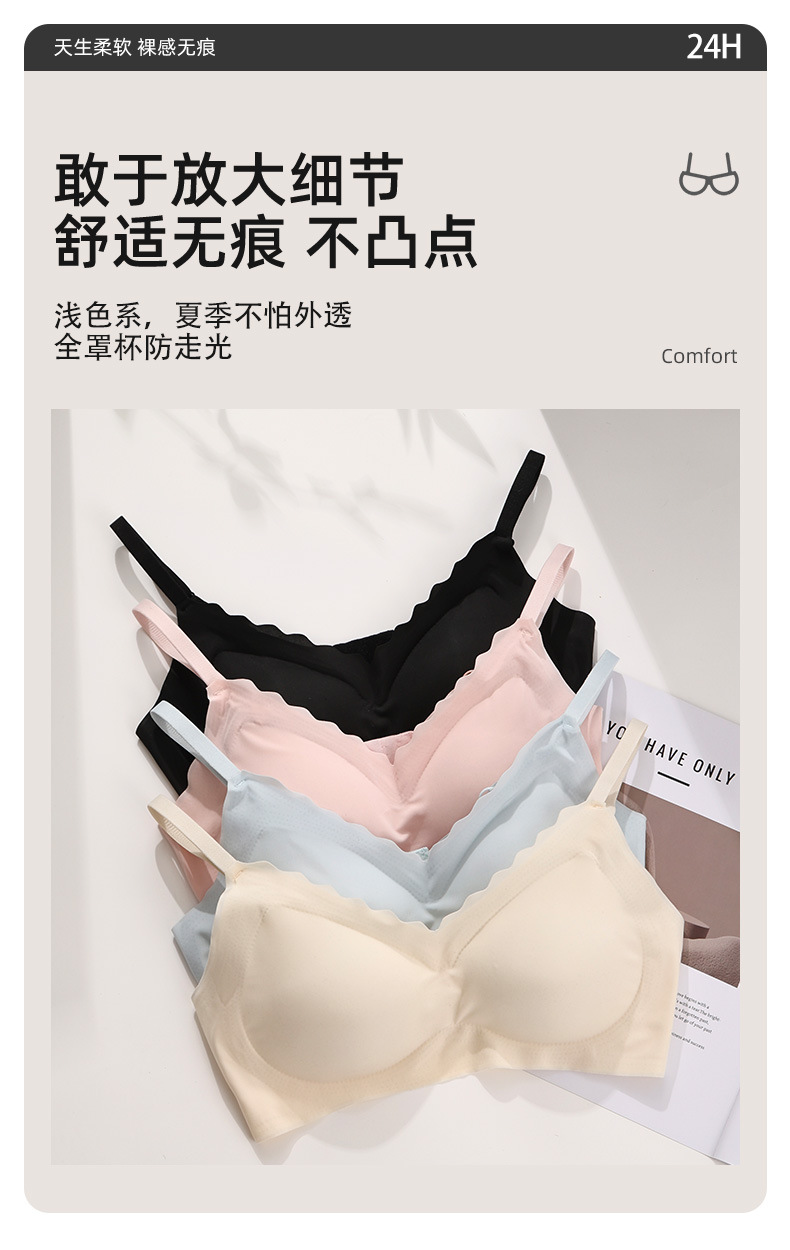 夏季薄款舒适透气少女无钢圈无痕内衣聚拢防下垂带排扣女士文胸详情2