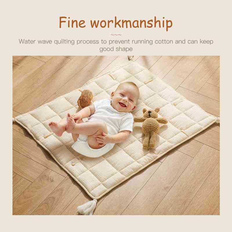 儿童爬行垫游戏垫婴幼儿材质面料流苏地垫柔顺丝滑感宝宝保护专品详情9