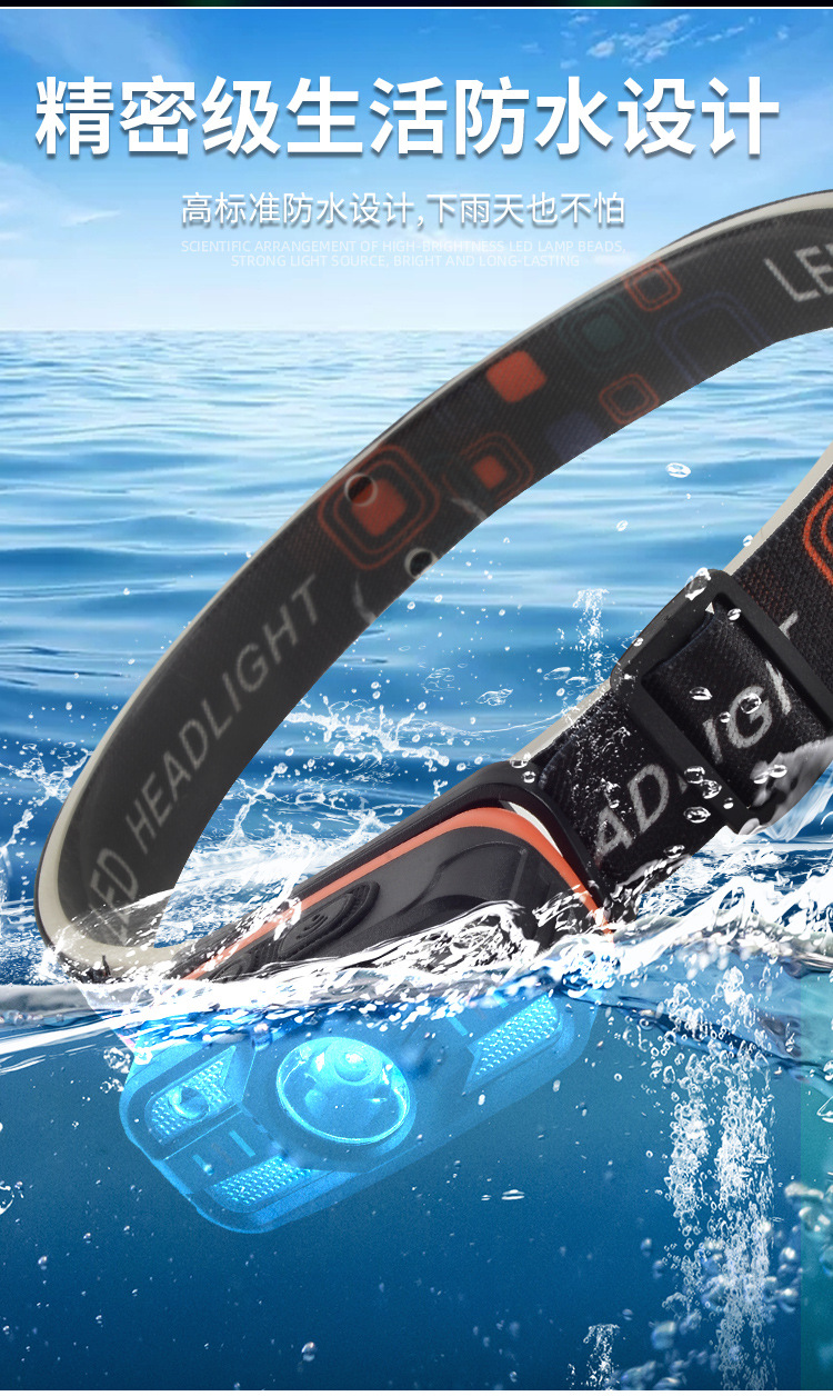 Cross-border LED outdoor strong bald light strip, COB rechargeable headlamp, cycling night fishing, running light, white and red dual-light pic 15