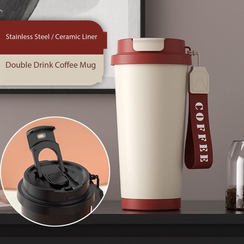 The new Lily of the Bell high appearance level insulated cup, seamless inner liner, double-drinking coffee cup, 316 stainless steel ceramic inner liner, water cup pic 15