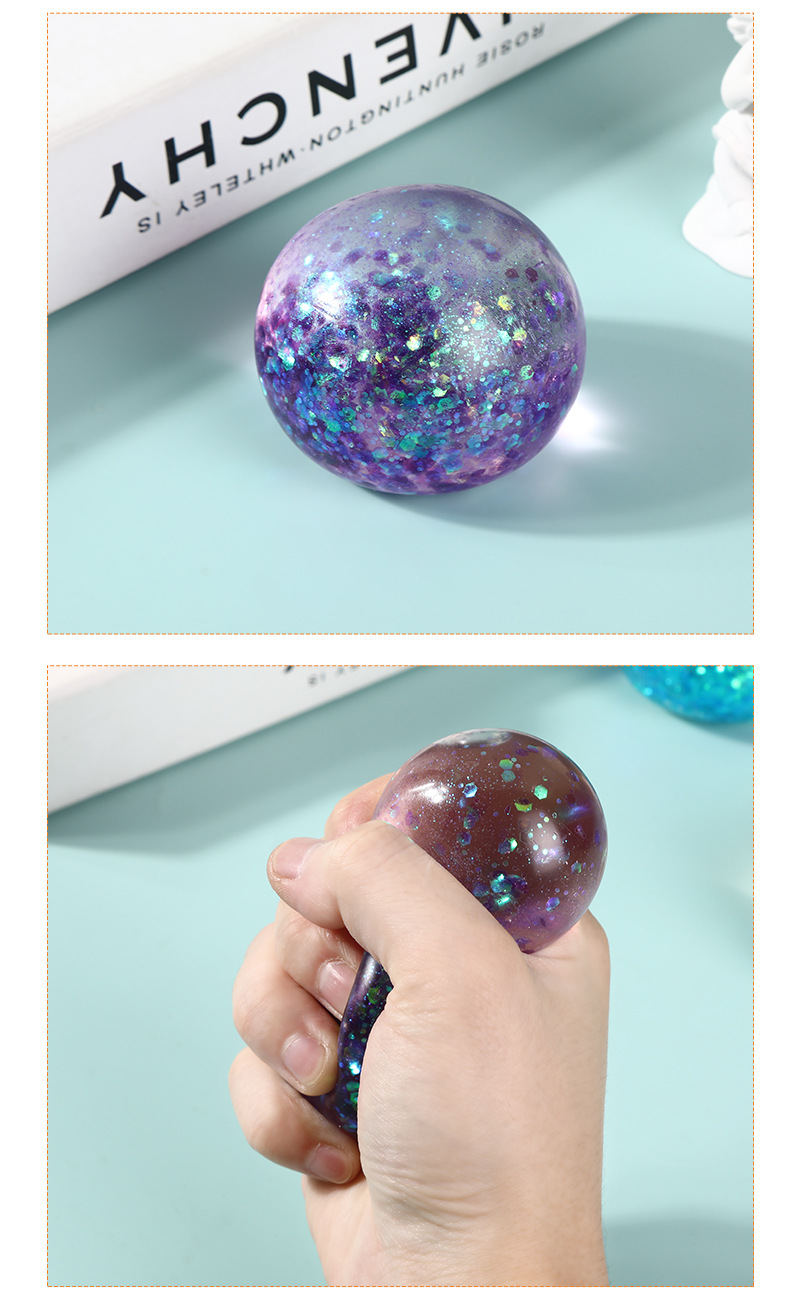 新款慢回弹减压圆球儿童新奇闪粉解压玩具夜市彩色发泄捏捏球批发详情12