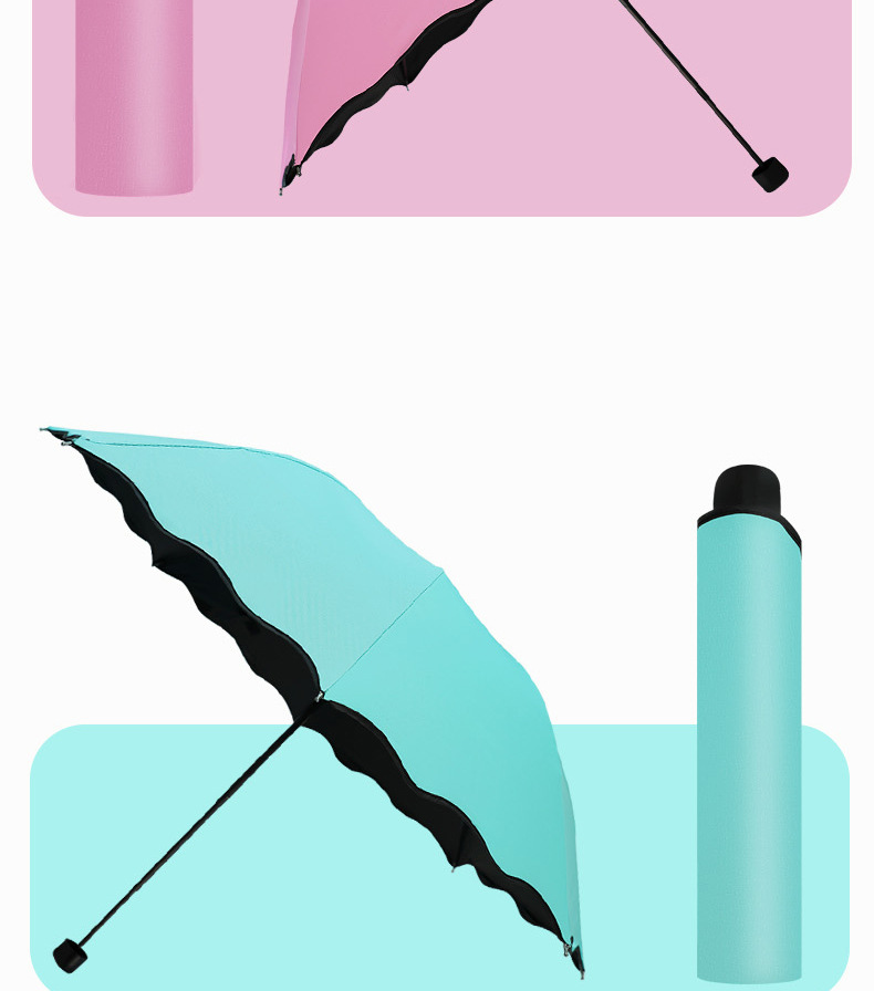 伞折叠遇水开花雨伞防晒遮阳伞晴雨两用三折伞黑胶太阳伞防紫外线详情17