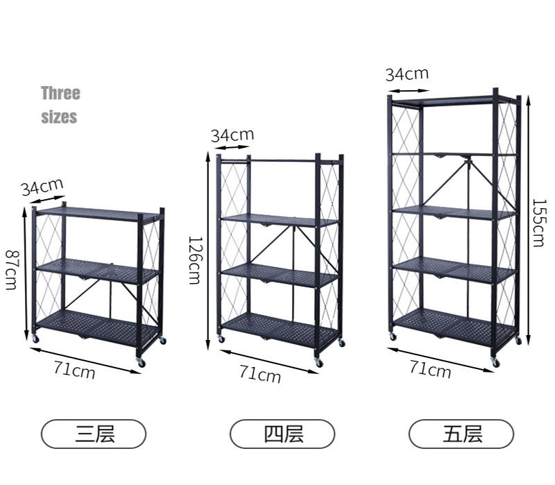 Vertical non-installation folding storage rack, kitchen multi-layer storage rack, bathroom movable storage and storage rack pic 16