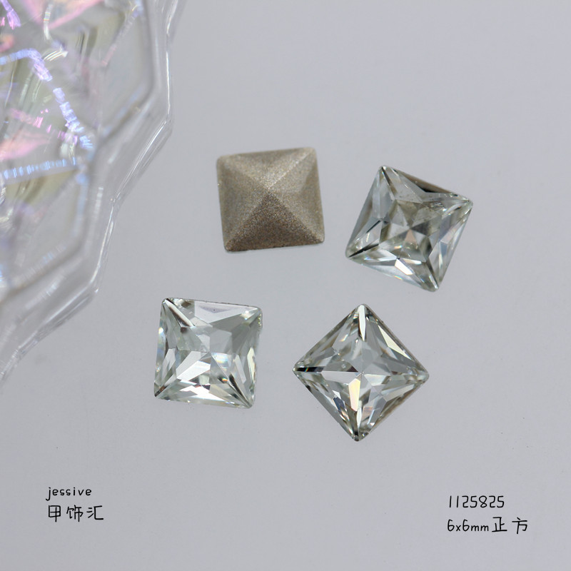 新款饰品K9淡粉蓝多切面尖底钻异形水晶歪心华子同款指甲饰品批发详情31