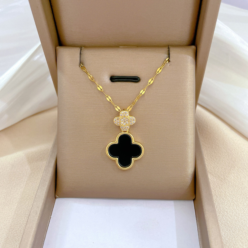 【钛钢】幸运项链女铜微镶真金电镀简洁Ins网红精致锁骨链脖链详情27