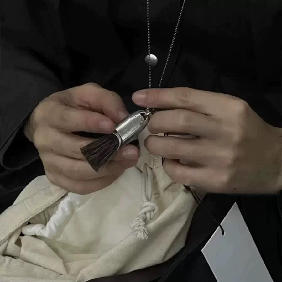 Lema*车静媛同款毛刷子项链ins小众设计高级感复古刷子长款毛衣链详情10