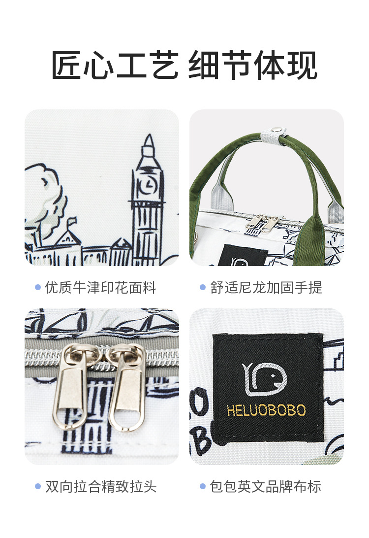 2024 New casual portable Mom bag, multi-functional lightweight storage bag, waterproof and heat-insulating multi-compartment outdoor backpack pic 12