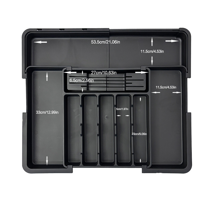 厨房餐具分格收纳盒可伸缩刀叉分类整理盒四向伸缩抽屉式餐具盒详情2