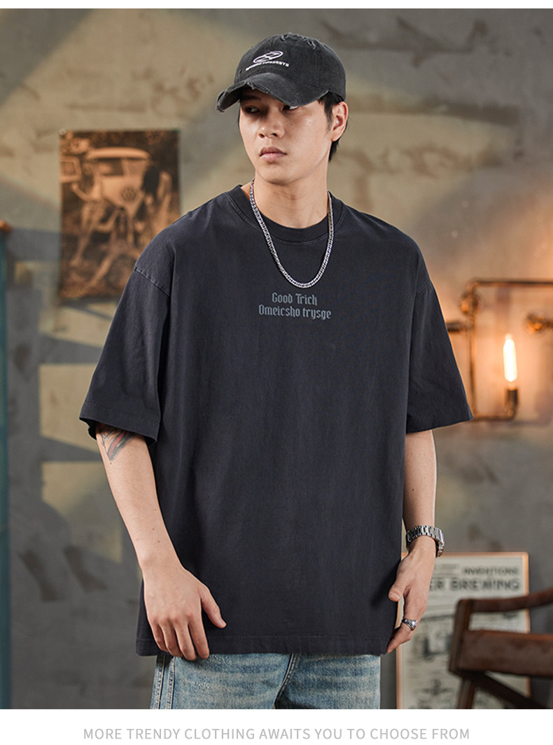 纯棉短袖t恤男士夏季2025新款潮牌复古宽松休闲圆领半袖上衣男款详情23