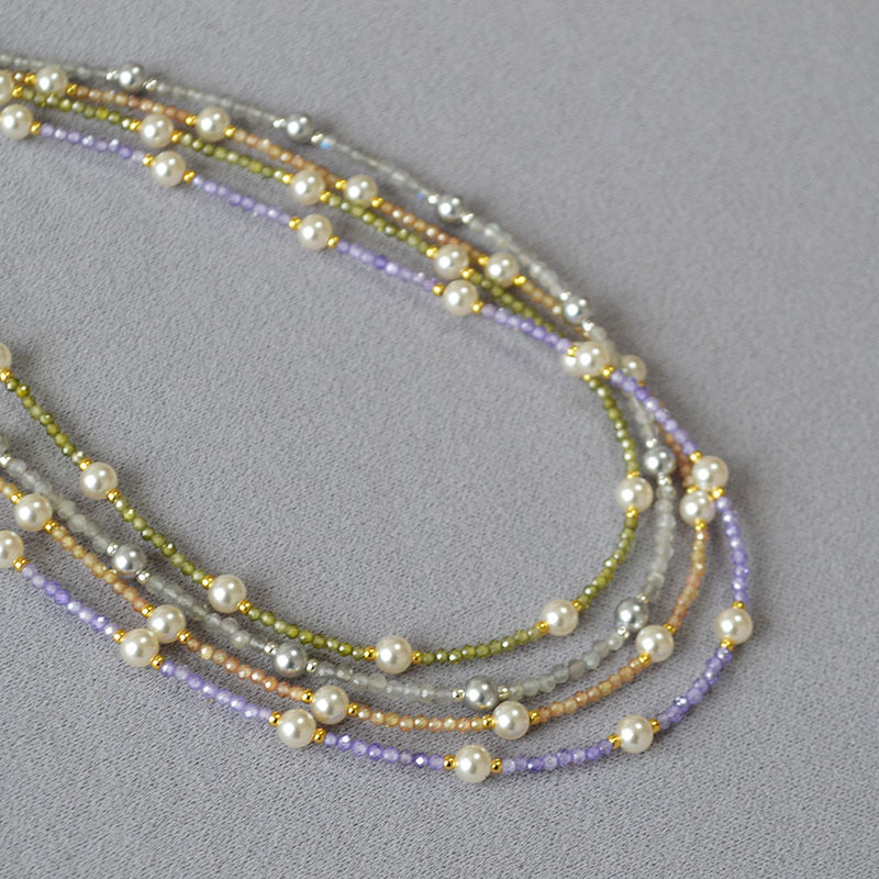 日韩小众设计闪亮彩色锆石满天星珍珠清新甜美高级感项链锁骨链女详情7