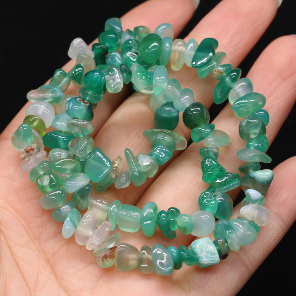 Natural crushed stone green Dongling blue pine raw stone beads with holes semi-finished DIY jewelry handcrafted accessories wholesale pic 15