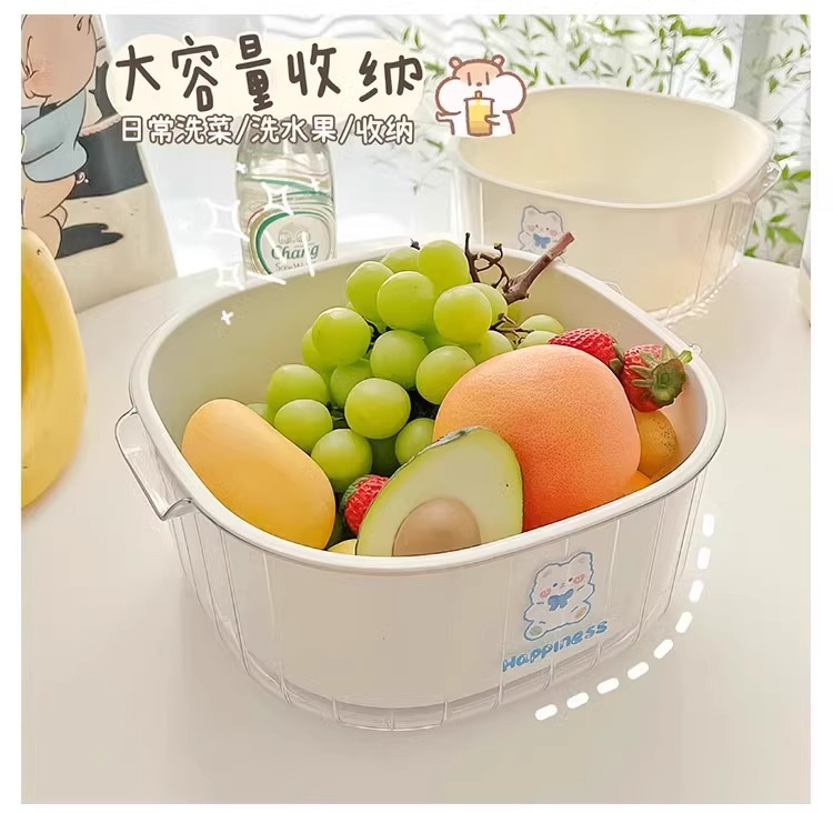 双层洗菜盆沥水篮厨房家用塑料水果盘客厅菜篓淘洗菜篮子收纳大号详情6